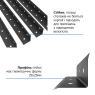 Металевий стелаж Меткас РЕК-4 1700х750х300, 5 полиць по 35 кг, пофарбований — універсальне рішення для зберігання на складі, у магазині або офісі
