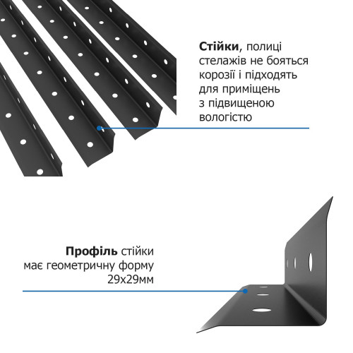 Металевий стелаж Меткас РЕК-4 1700х750х300, 5 полиць по 35 кг, пофарбований — універсальне рішення для зберігання на складі, у магазині або офісі