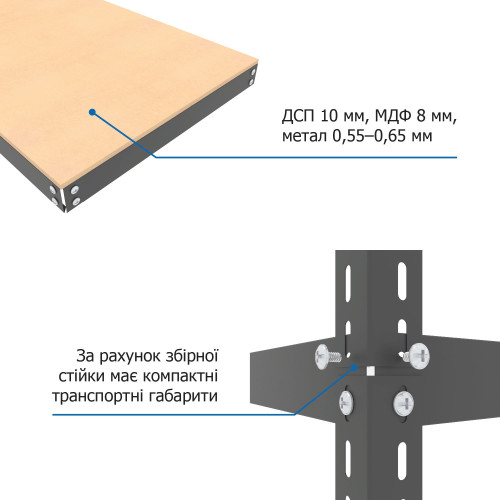 Стелажі Еталон 175 кг/полицю