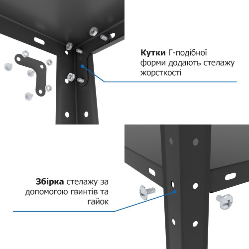 Металевий стелаж Меткас РЕК-4 1700х750х300, 5 полиць по 35 кг, пофарбований — універсальне рішення для зберігання на складі, у магазині або офісі