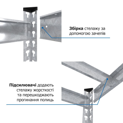 Металевий стелаж Титан ОД 1800х1200х500 Меткас, 4 ДСП полиці, 300 кг/полицю, оцинкований для складу, офісу та дому
