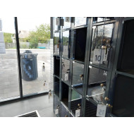 Сумочна локер металева 1800х300х500 мм з акриловими вставками, графіт, шафа для зберігання сумок і речей, Україна