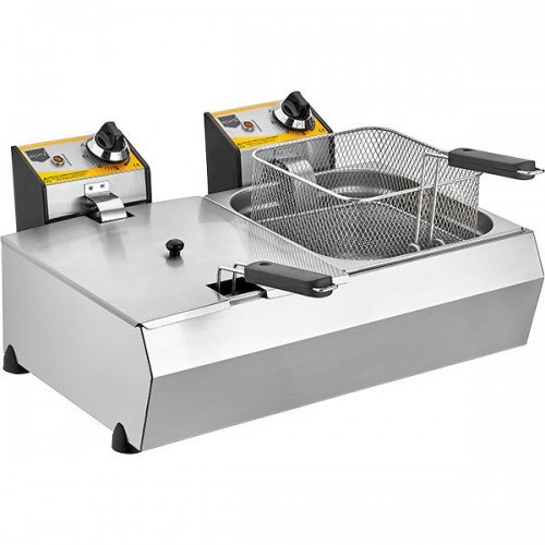 Фритюрниця електрична подвійна Remta 2×8 л, настільна, 650×570×400 мм, Туреччина, для кафе та ресторанів, кошики 200×230×120 мм