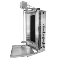 Електричний апарат для шаурми MED-04 MARS 50 кг, 4 зони нагріву, жароміцне скло ROBAX, верхній привід, Туреччина, 5,6 кВт, нерж. сталь