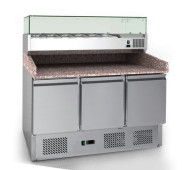 Холодильний стіл Gooder S-903PZ 1400х700х1020 мм, гранітна стільниця, 3 полиці, динамічна система, нерж. сталь, для піцерії та кухні