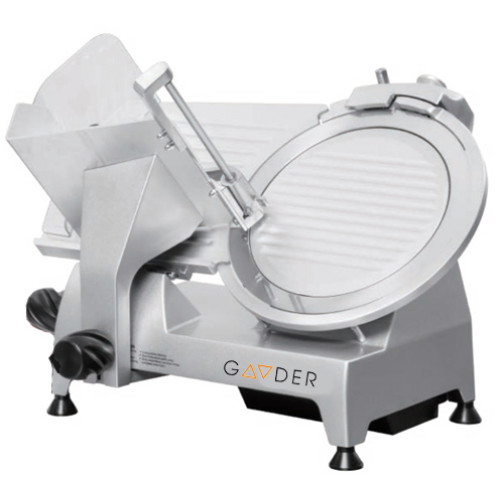 Слайсер для гастрономії GOODER FS404, алюмінієвий корпус, ніж 250 мм, вбудоване заточування, 0,25 кВт, товщина нарізки 0–15 мм, Китай