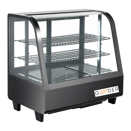 Холодильная витрина настольная Gooder XCW-100L, 100 л, 2 раздвижные двери, LED, черная, динамическое охлаждение, регулируемые полки, Китай