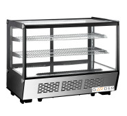 Холодильна вітрина настільна Gooder XCW-160 CUBE 172 л, динамічне охолодження, розсувні двері, LED, нерж. сталь, 888х568х686 мм