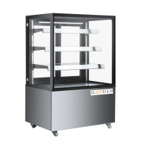 Кондитерская витрина Gooder XC-275 390 л, 3 полки, динамическое охлаждение, LED-подсветка, колёса, +2…+10°C, стеклянные двери, для кафе и пекарен