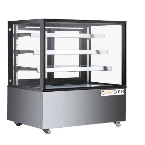 Кондитерська вітрина Gooder XC-375 530 л, динамічне охолодження, 3 полиці, LED, +2...+10°C, нержавіюча сталь, розсувні двері