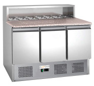 Холодильний стіл Gooder PS903 1365х700х1075 мм, гранітна поверхня, 3 полиці, нерж. сталь, динамічне охолодження, GN1/6, -2...+8°C