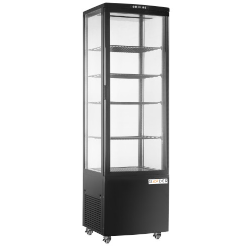 Холодильна вітрина Gooder XC-218L, 218 л, 4 полиці, чорна, динамічне охолодження, LED-підсвітка, цифровий термостат, для магазинів