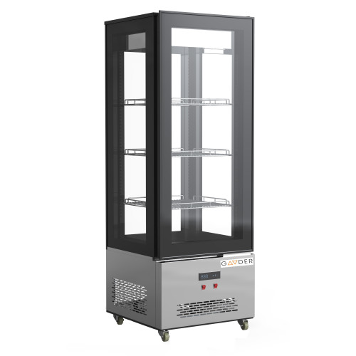 Холодильна вітрина Gooder XC-440С, 440 л, 3+1 нерж. полиці, LED, динамічне охолодження, 665х650х2000 мм, для магазинів і гастрономії