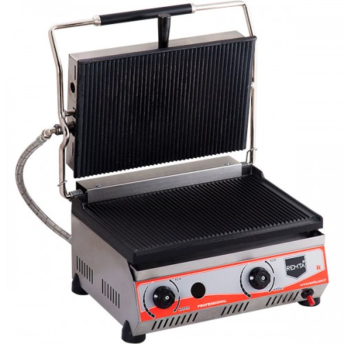 Паніні-гриль Remta LPG 1.8 кВт, рифлений чавун, 370х240 мм, газовий, електропідпал, корпус з нержавійки, Туреччина, для кафе та ресторанів