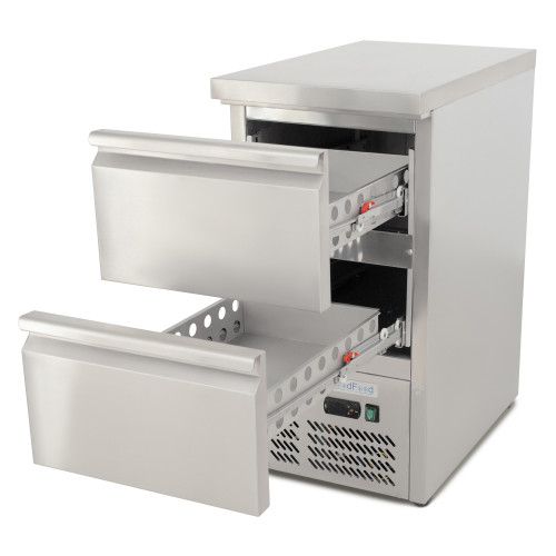 Холодильний стіл GoodFood GF-S451-2D-H6C — професійний стіл з охолодженням, 2 шухляди, 109 л, нерж. сталь, для кухні, кафе та ресторанів