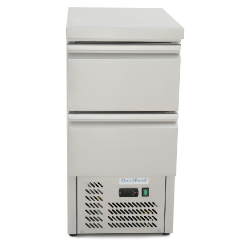 Холодильний стіл GoodFood GF-S451-2D-H6C — професійний стіл з охолодженням, 2 шухляди, 109 л, нерж. сталь, для кухні, кафе та ресторанів