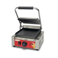 Гриль контактний GoodFood ECG10EA Panini RED — професійний електричний гриль із фіксованою верхньою плитою для шаурми, стейків і сендвічів
