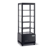 Холодильна вітрина GoodFood RT128L, 128 л, чорна, LED-підсвітка, динамічне охолодження, авторазморожування, 4 полиці, для напоїв та десертів
