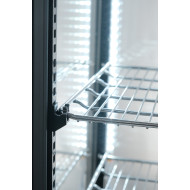 Холодильна вітрина GoodFood RT128L, 128 л, чорна, LED-підсвітка, динамічне охолодження, авторазморожування, 4 полиці, для напоїв та десертів