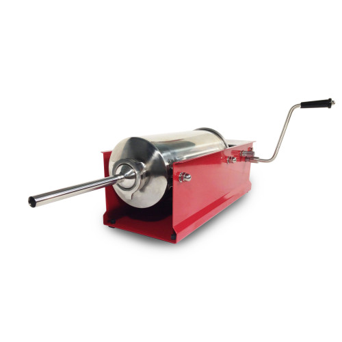 Шприц ковбасний горизонтальний GoodFood SF5H, 5 л, ручний, 4 насадки, нержавіюча сталь, червоний корпус — професійне обладнання