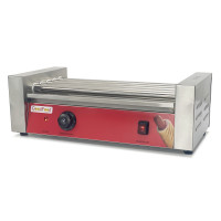 Гриль роликовий GoodFood HDRG5 RED — професійний електричний гриль для сосисок і хот-догів, 5 роликів, 1 кВт, для фастфуду