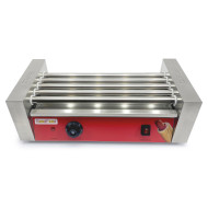 Гриль роликовий GoodFood HDRG5 RED — професійний електричний гриль для сосисок і хот-догів, 5 роликів, 1 кВт, для фастфуду