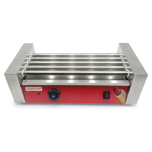 Гриль роликовий GoodFood HDRG5 RED — професійний електричний гриль для сосисок і хот-догів, 5 роликів, 1 кВт, для фастфуду
