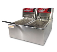 Двохсекційна електрична фритюрниця GoodFood EF44, 2×4 л, нержавіюча сталь, для кафе та ресторанів, 2×2 кВт, професійне обладнання