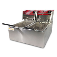Двохсекційна електрична фритюрниця GoodFood EF44, 2×4 л, нержавіюча сталь, для кафе та ресторанів, 2×2 кВт, професійне обладнання