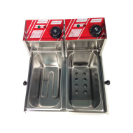 Двохсекційна електрична фритюрниця GoodFood EF44, 2×4 л, нержавіюча сталь, для кафе та ресторанів, 2×2 кВт, професійне обладнання