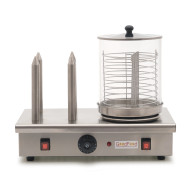 Апарат для приготування хот-догів GoodFood HDW20 — професійна пароварка для сосисок і булочок з нержавіючої сталі, 0,6 кВт, 220В