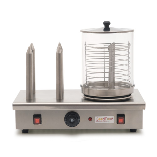 Апарат для приготування хот-догів GoodFood HDW20 — професійна пароварка для сосисок і булочок з нержавіючої сталі, 0,6 кВт, 220В