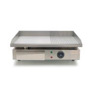 Комбінована електрична жарочна поверхня GoodFood EG55FR із нержавіючої сталі, 550×350 мм, 3 кВт, для кафе та ресторанів