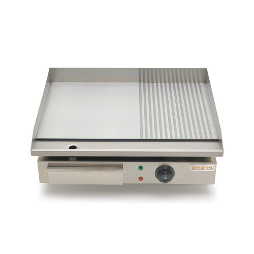 Комбінована електрична жарочна поверхня GoodFood EG55FR із нержавіючої сталі, 550×350 мм, 3 кВт, для кафе та ресторанів