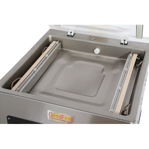 Вакуумно-пакувальна машина GoodFood VMP400DSB — настільний промисловий вакууматор з подвійним запаюванням, камера 440×420×70 мм, 20 м³/год, 0,9 кВт