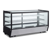 Холодильная витрина GoodFood RTW202L5, 200 л, настольная, 2 полки, LED-подсветка, нержавеющая сталь, для кондитерских и кафе