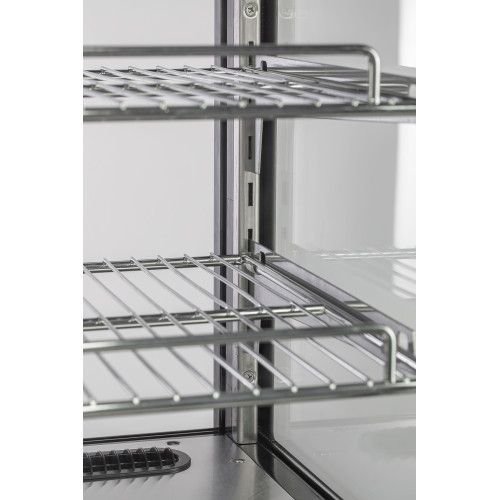 Холодильная витрина GoodFood RTW202L5, 200 л, настольная, 2 полки, LED-подсветка, нержавеющая сталь, для кондитерских и кафе