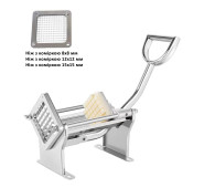 Апарат для нарізки картоплі фрі GoodFood VC03 — ручний слайсер для швидкої та рівномірної нарізки, три розміри ножів, корпус з алюмінію