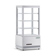 Холодильна вітрина GoodFood RT78L, біла — 78 л, LED-підсвітка, 4-стороннє скління, авторазморозка, цифрове керування, для напоїв та десертів