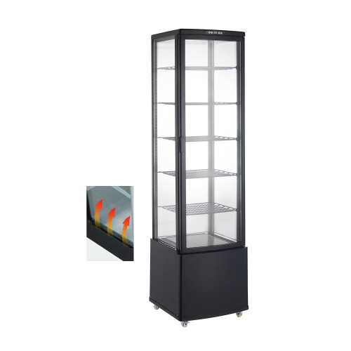 Холодильна вітрина GoodFood RT280L3, 280 л, чорна, з LED-підсвіткою, 5 полиць, для кондитерських виробів, кафе та магазинів