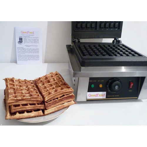 Бельгійська вафельниця GoodFood WB1S — професійна квадратна вафельниця для кафе та ресторанів, 2 вафлі 170х105 мм, антипригарне покриття
