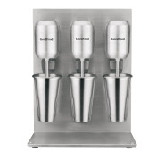 Міксер молочний GoodFood MFD33 — професійний трьохпостовий міксер для коктейлів, 3×400 Вт, корпус алюміній, чаша 1 л, для кафе та барів