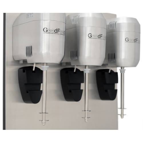Міксер молочний GoodFood MFD33 — професійний трьохпостовий міксер для коктейлів, 3×400 Вт, корпус алюміній, чаша 1 л, для кафе та барів