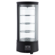 Холодильна вітрина GoodFood RTC72L для кондитерських виробів, напоїв та десертів — 72 л, LED-підсвітка, 4 обертові полиці, чорна