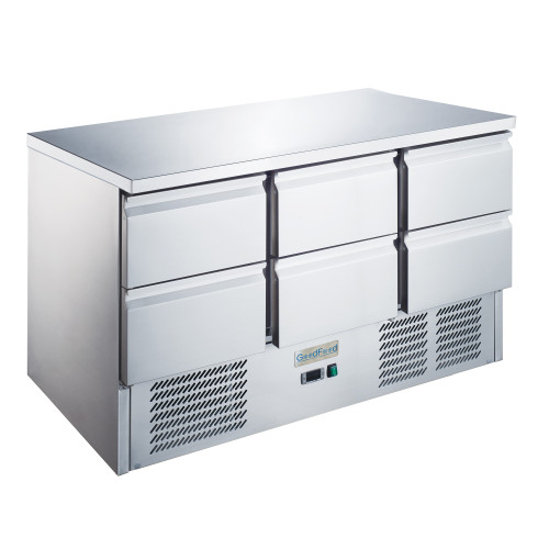 Стіл холодильний GoodFood GF-S903TOP-6D-HC, 6 шухляд, 368 л, нерж. сталь, робоча поверхня, статичне охолодження, 220В