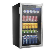 Холодильна шафа для напоїв GoodFood BC90, 96 л, 26 пляшок, цифрове керування, чорна, вітринна, підсвітка, 445x485x792 мм
