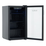Холодильна шафа для напоїв GoodFood BC90, 96 л, 26 пляшок, цифрове керування, чорна, вітринна, підсвітка, 445x485x792 мм