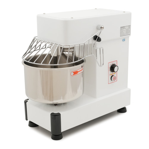Тістоміс GoodFood SM10VS — спіральний тістоміс 10 л для піци, хліба та булочок, ланцюговий привід, 0,75 кВт, нержавіюча сталь, низький рівень шуму