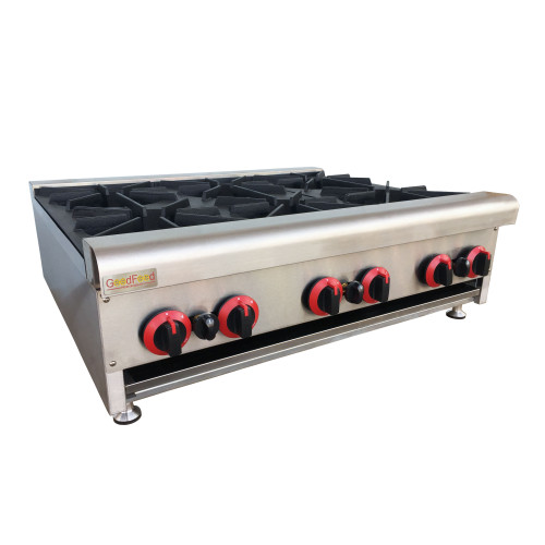 Професійна газова плита GoodFood GP6 на 6 конфорок (чавун/латунь, 5,5 кВт) для ресторанів, кафе та їдалень