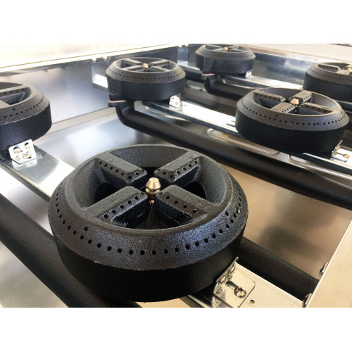 Професійна газова плита GoodFood GP6 на 6 конфорок (чавун/латунь, 5,5 кВт) для ресторанів, кафе та їдалень